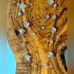 Long  32” crystal  clear bead necklace